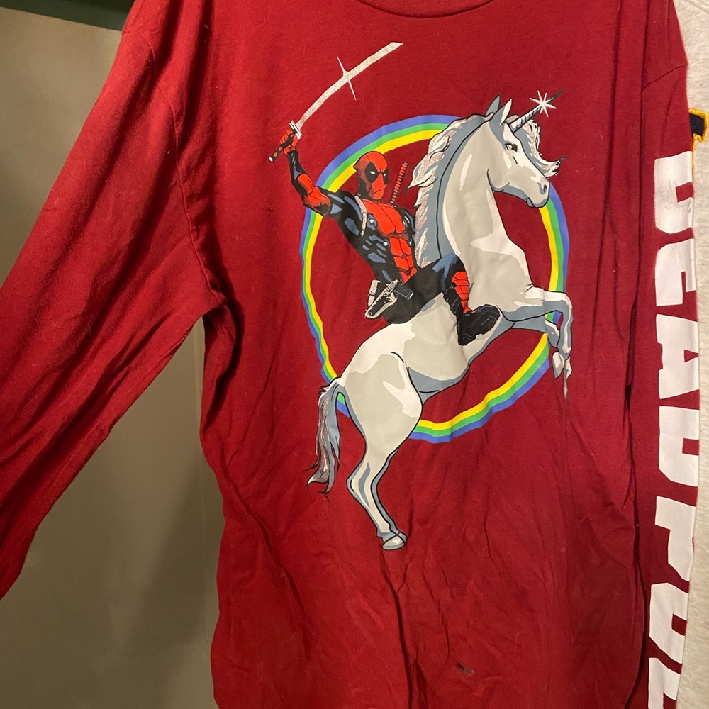 Red Long Sleeve Shirt with Deadpool
